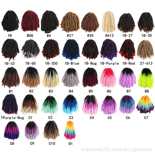 Wholesale Price Synthetic Braiding Hair Ombre  Color Women Spring Twist Crochet Braid Hair Extension 8 inch Spring Twist Hair